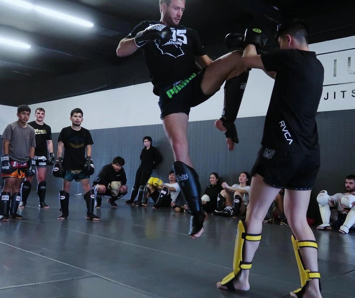 Martial arts sparring action at Nolan Muay Thai gym