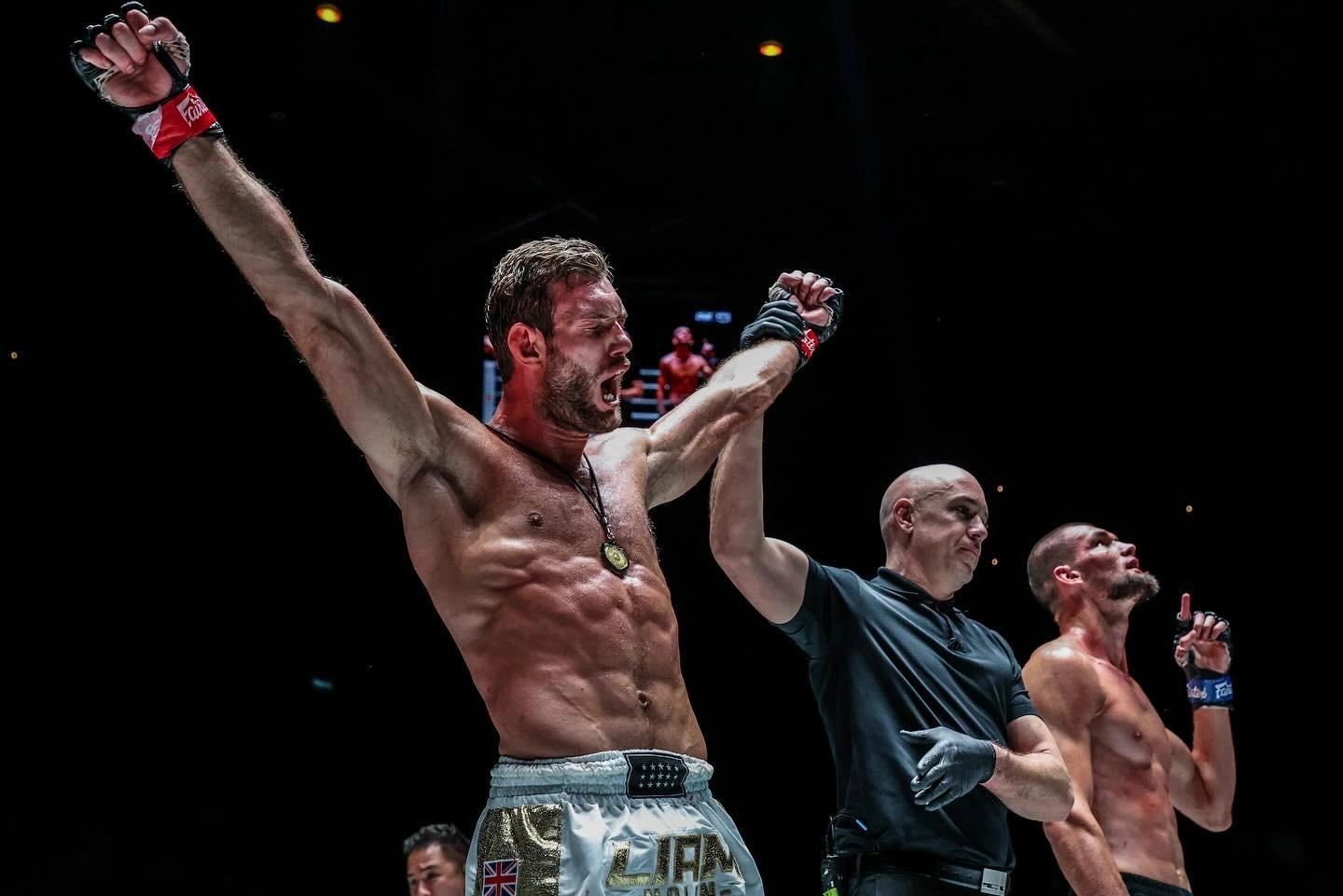 Muay Thai victory celebration at Nolan Muay Thai gym Beckenham